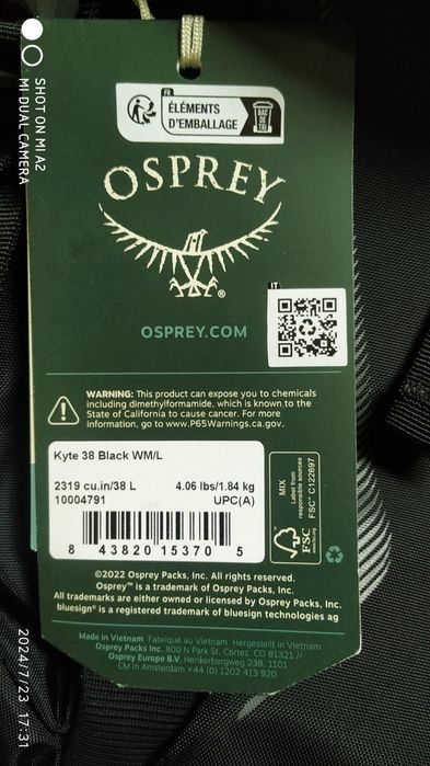 Osprey Kyte 38 Black WM/L