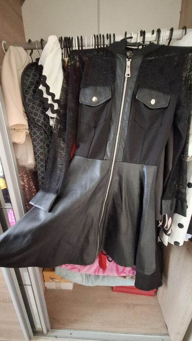 Черна кожена рокля