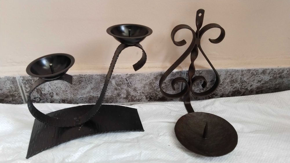 Свещници дърво и ковано желязо