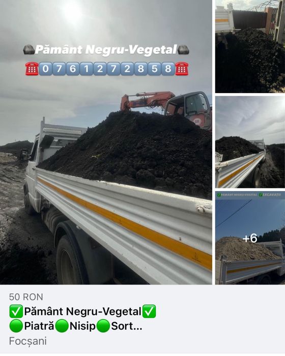 Pământ Negru-Vegetal,Nisip,piatră, sort+Servicii miniexcavator