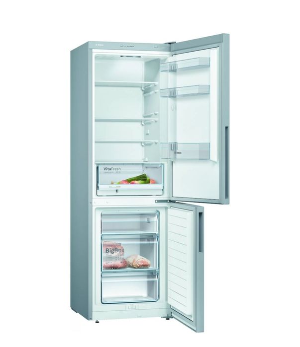 Combina frigorifica Bosch KGV362LEA, 308 l, Low Frost, Clasa E, H 186 cm, Argintiu