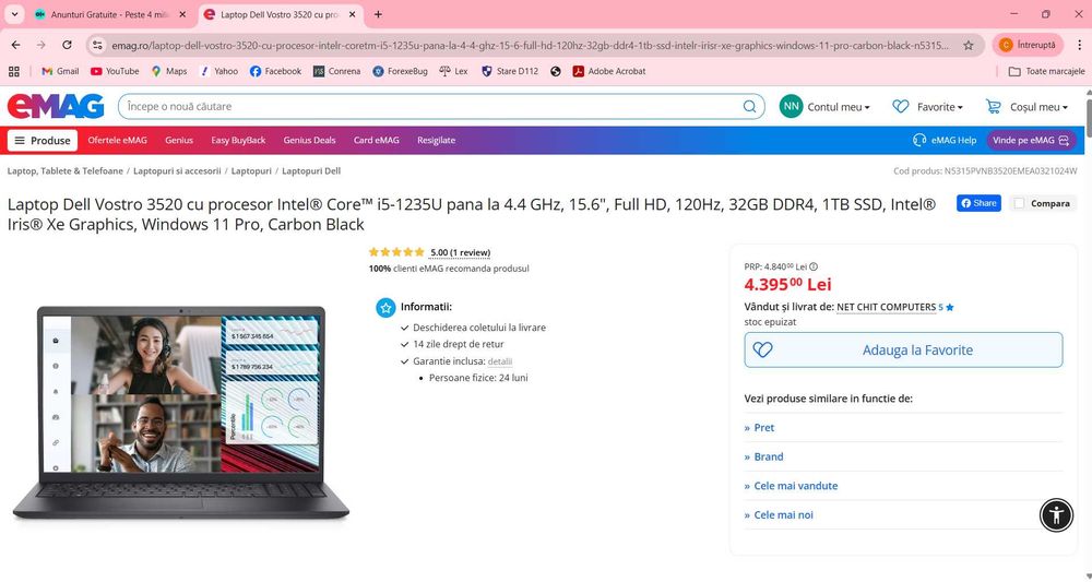 Laptop Dell Vostro 3520-Nou