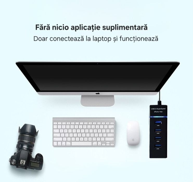 Hub USB 3.0 și 2.0 Ultra Rapid: 5Gb/s. Spliter,adaptor universal.