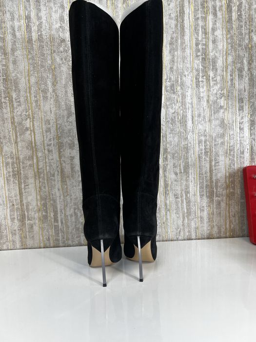 Cizme Casadei Blade High piele intoarsa negru