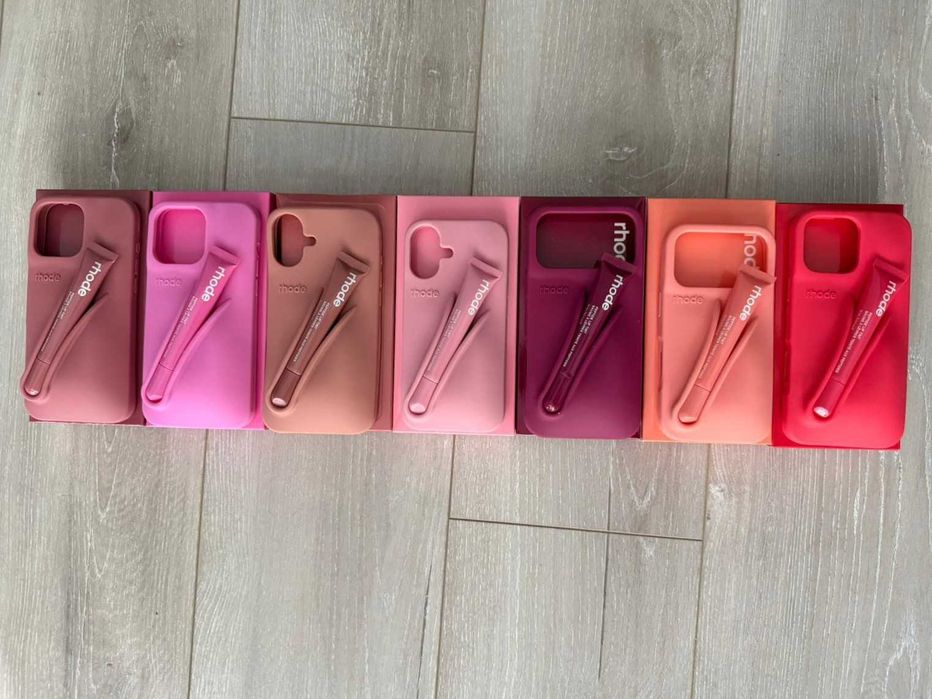 Set Rhode: Husă cu suport + Lip Tint - Diverse nuante - iPhone 15, 16, 17 (Pro, Plus, Pro Max)