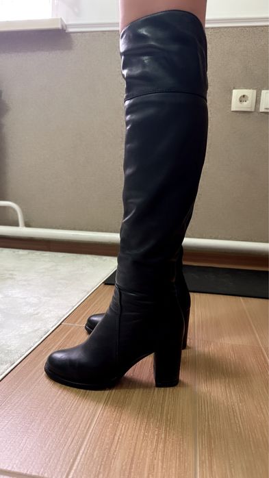 Кожаные сапоги зимние