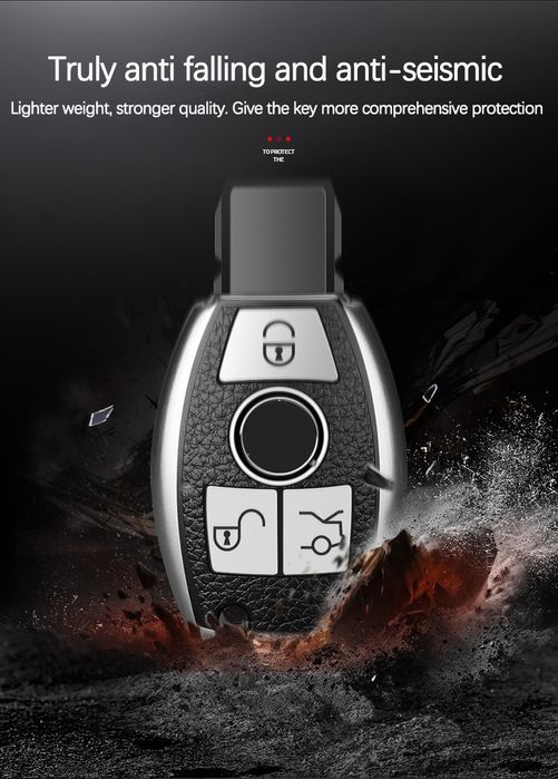 Husa cheie Mercedes cu insertie piele si silicon cu sau fara carabina