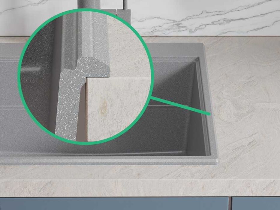 Сива гранитна кухненска мивка Сидни 780-60 Ergo Multilevel 780х500