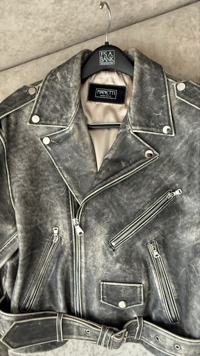 Кожаная косуха серая