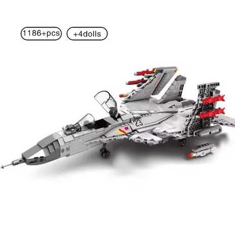 Joc constructii tip Lego avion J-15 cu 1186 piese si 4 figurine