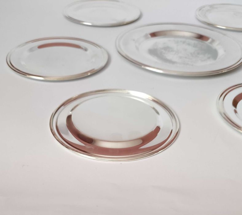 Нов посребрен комплект поставки за чаши и бутилка 6+1