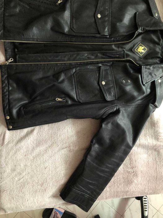 Черно кожено яке, много запазено истинска кожа мотор