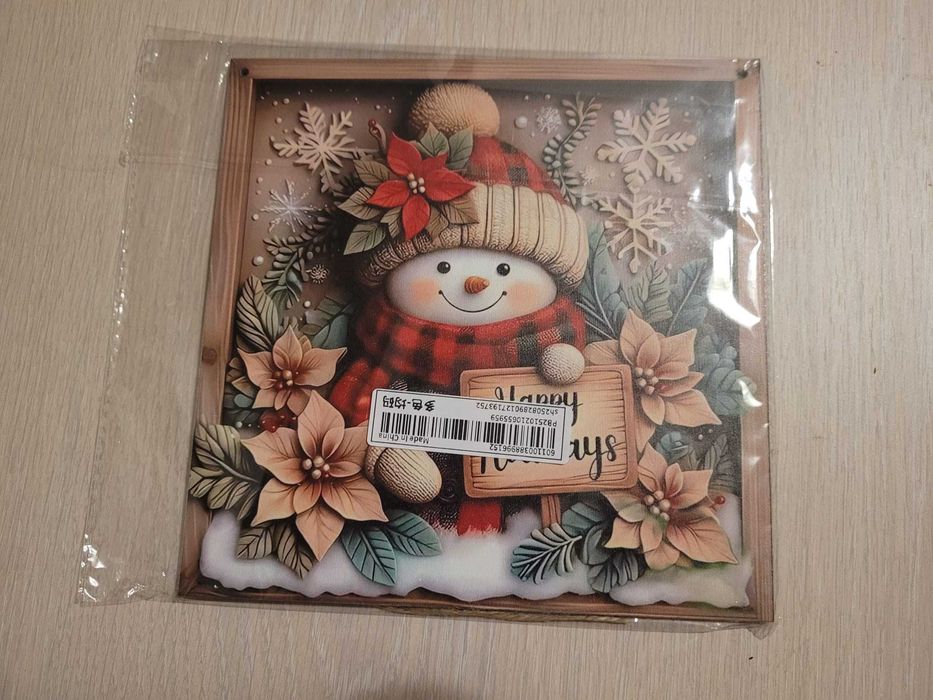 Decor de sarbatori de Iarna din lemn 20x20cm