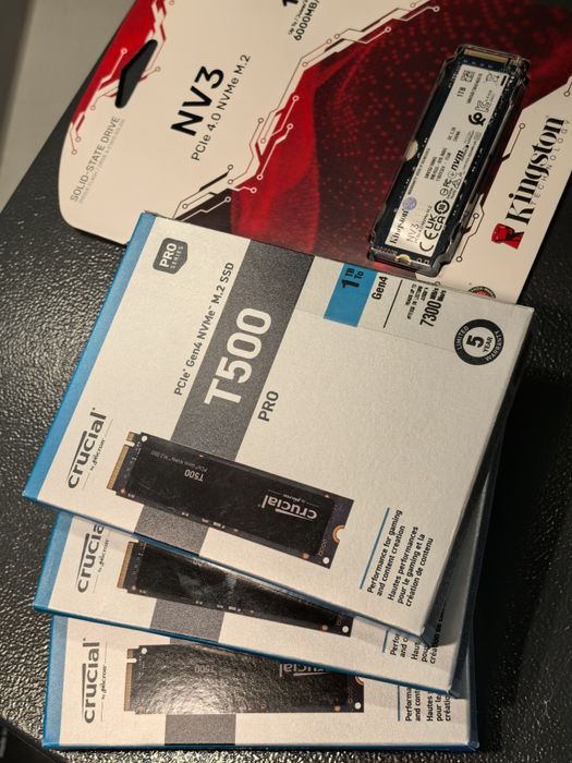 SSD NVMe 1TB DRAM PCle Gen4 m2 CRUCIAL T500 Pro, Kingston NV3 PC и PS5