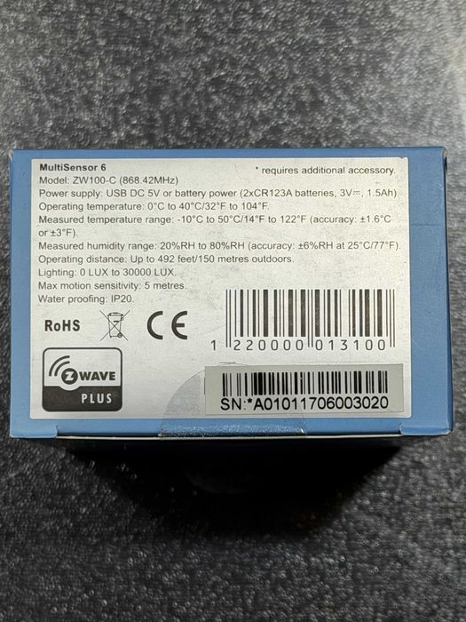 Aeotec MultiSensor 6 (ZW100-C) — Z-Wave мультисенсор 6-в-1, 868 МГц EU