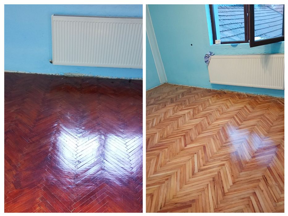 Raschetare  reconditionare chituire slefuire Lacuire parchet lemn masiv/ Fara praf/rapid si curat