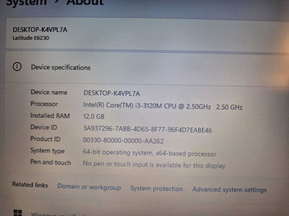 Dell Latitude E6230 intel I3, 12gb ram