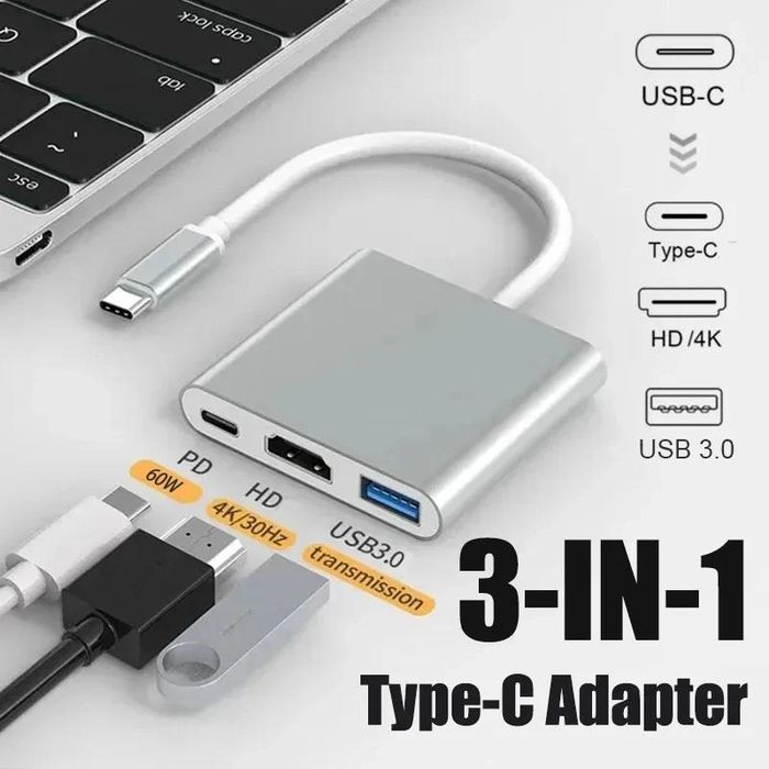 Adaptor Tip C Hdmi Laptop Macbook 3in1 4k / 30Hz