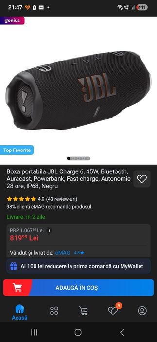 Boxa jbl cahrge 6 Nou
