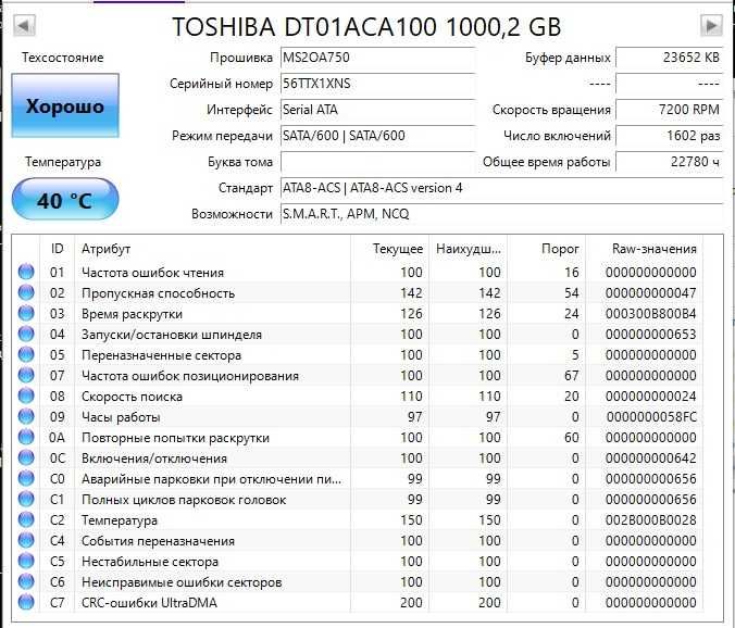 Жесткий диск TOSHIBA 1TB