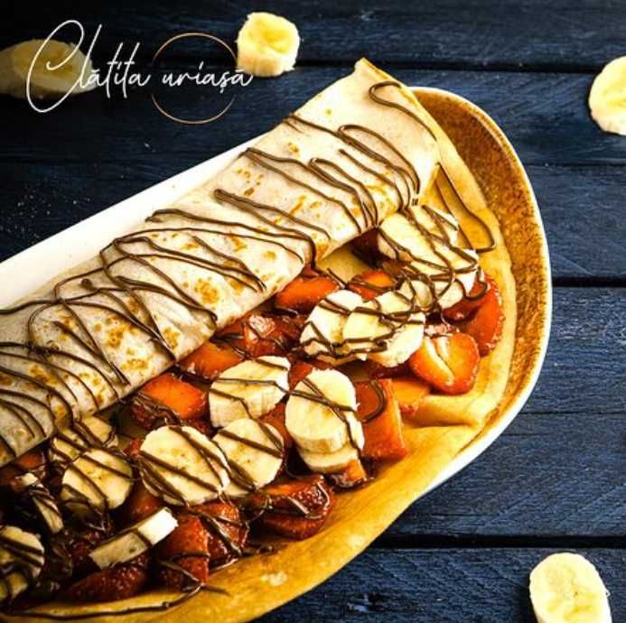 Crepiera dubla pe gaz aparat clatite uriase 2x40cm inox si fonta NOU