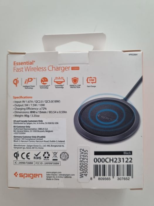 Безжично зарядно Spigen F308W, QC 3.0, 10W
