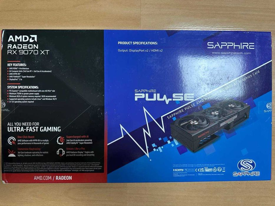 Видeокapта Sаррhirе AМD Radеоn RX 9070 XТ PULSЕ 16Gb