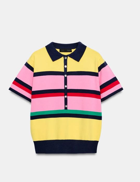 Нова раирана поло тениска ZARA