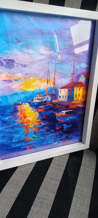 Ярки момичета с чадъри в дъждовен ден, 30 см.x 40 см Вертикална стенна