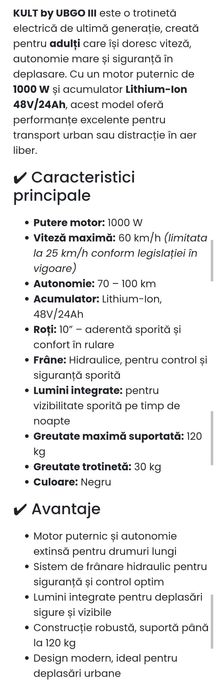 Vând trotineta electrică Kult by Ubgo lll