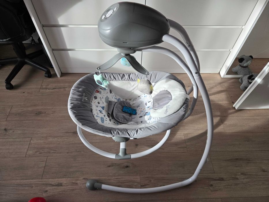 Електрическа бебешка люлка Cangaroo Woodsy, сива