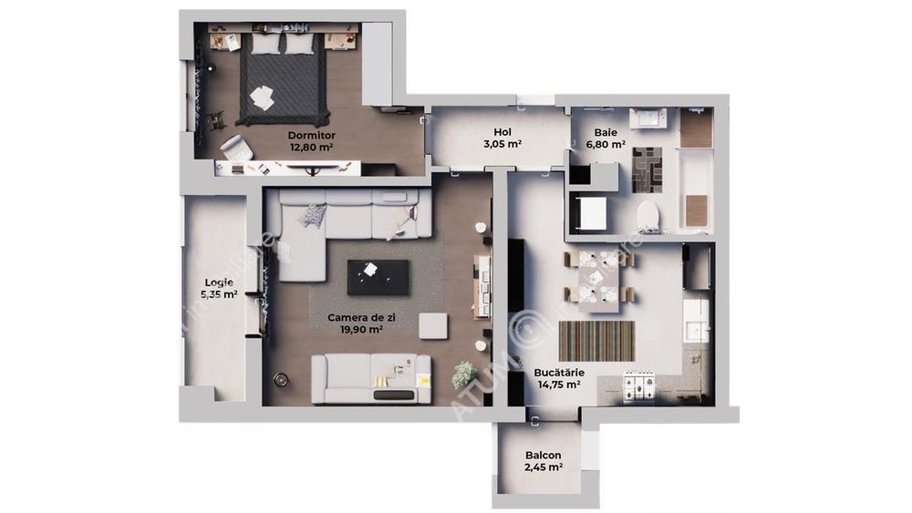 Apartament intabulat cu 2 camere si 2 balcoane pe Calea Surii Mici