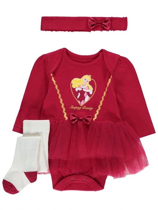 НОВА Disney боди-рокля, с лента за коса и чорапогащник 9-12 м/12-18м