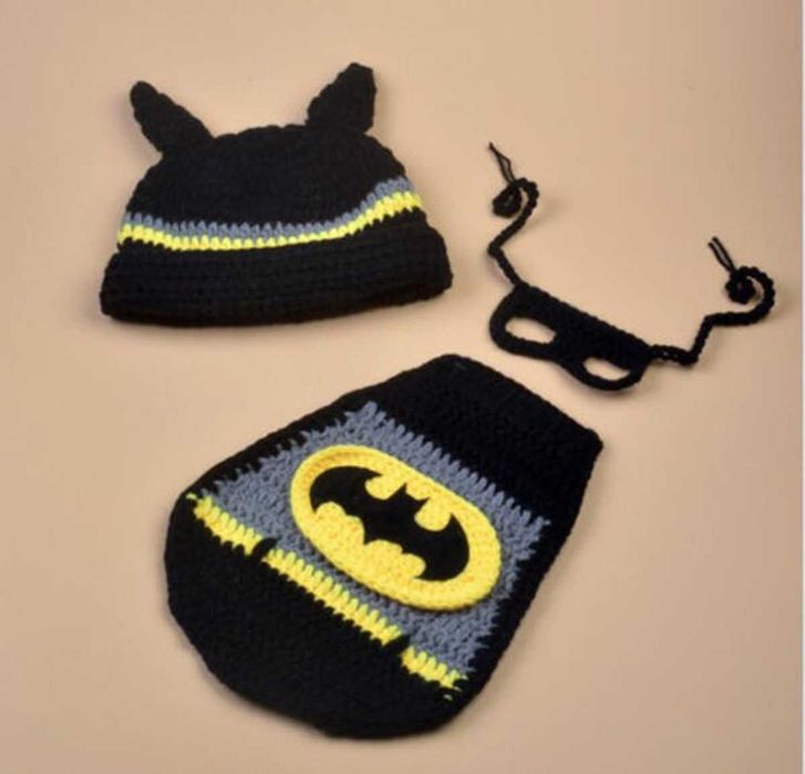 Costum crosetat bebelusi Batman/Superman/Ironman- botez sedinte foto