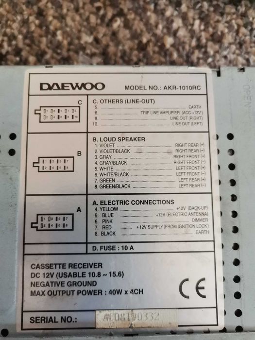 Авто касетофон /cassette receiver 12v  DAEWOO.