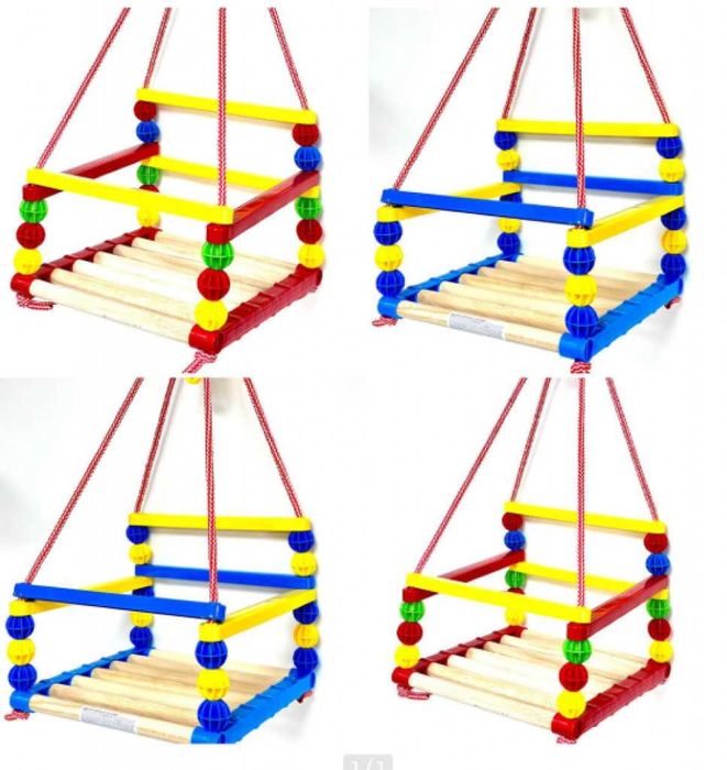 Дървена люлка – Класически модел с модерен цветен дизайн