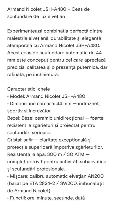 Vand/schimb Ceas elvetian Armand Nicolet nou