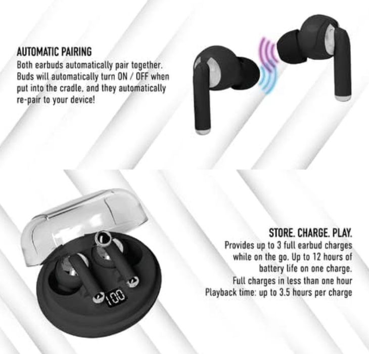 Безжични Bluetooth слушалки Gabba Goods TrueBuds Chrome батерия 12часа