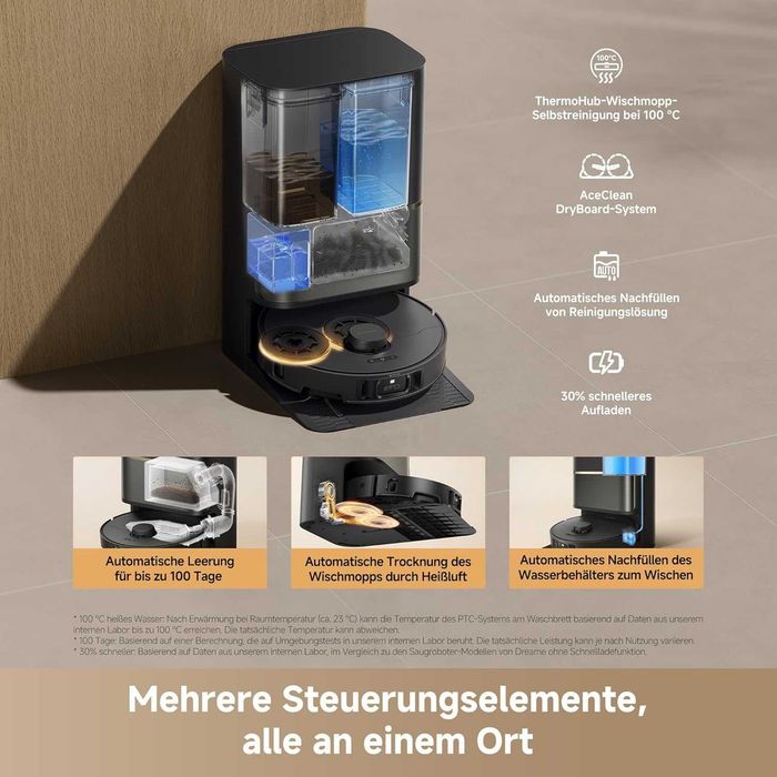 Нова Прахосмукачка Робот с Моп DREAME L50s Pro Ultra RLL88HE, 2 години Гаранция, 30 000 Pa, Сухо и Мокро Почистване, Автоматична Станция