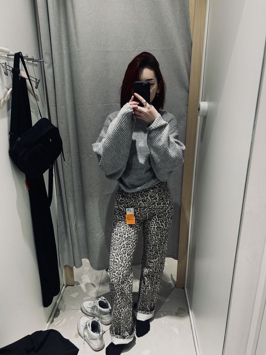 джинсы леопардовые