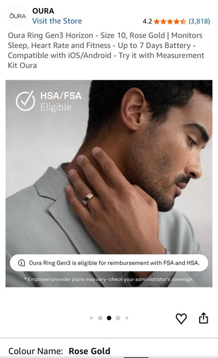 Oura ring 3, Horizon/ Rose Gold. Sigilat, transport inclus