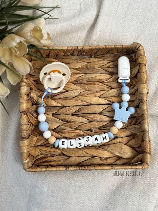 Lănțișor pentru suzeta din Silicon si lemn