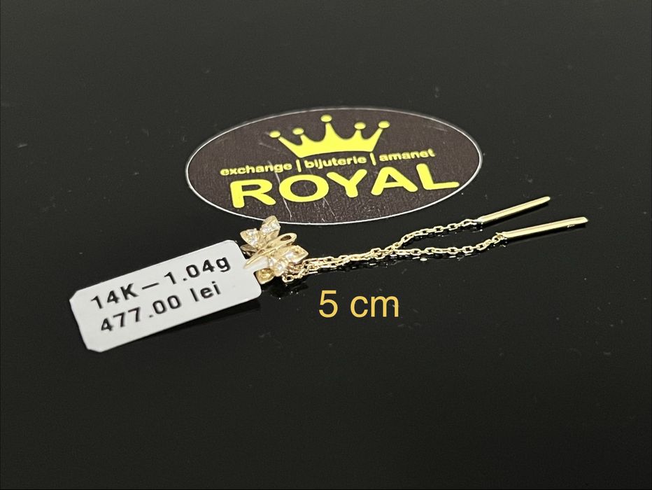 Bijuteria Royal CB : Cercei lungi fluture aur 14k 585  1,04 gr