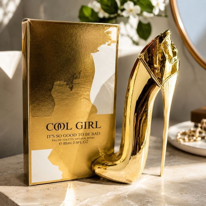 Дамски луксозен парфюм COOL GIRL, EDP, 80 мл – С бадем, жасмин самбак, тубероза, какао и тонка боб в елегантна бутилка обувка