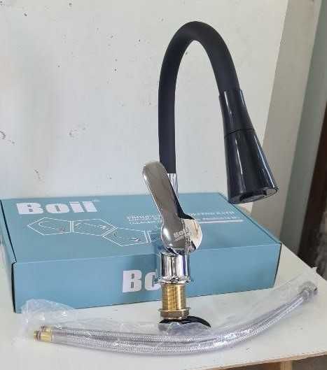 СУПЕР ПРОМОЦИЯ! Смесител Едноръкохватков Стоящ с Черна Гъвкава Лебедка