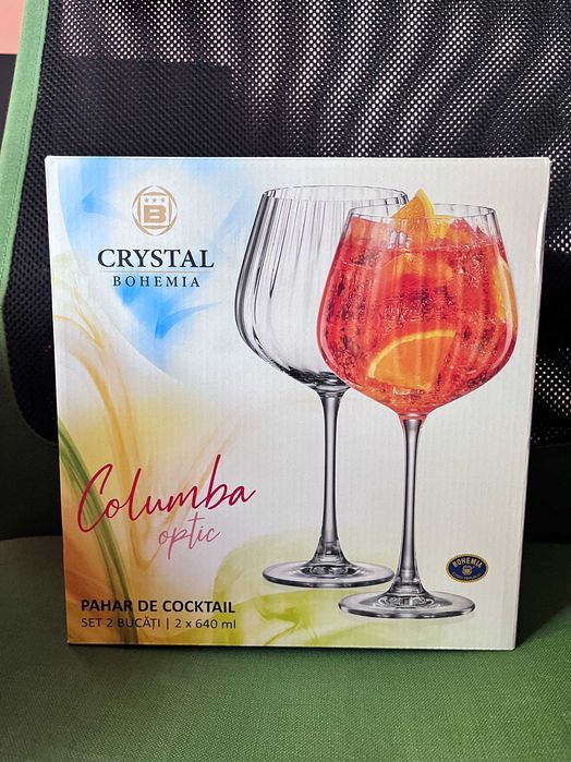 Set 2 pahare vin rosu Crystal Bohemia Columba 640 ml