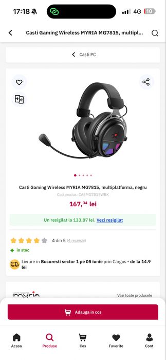 Casti Gaming Wireless Myria MG7815 – ca noi