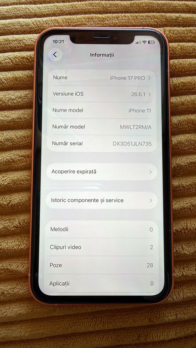 Vând schimb iphon 17pro ,el defapt e un iphon 11 bagat în carcasa de 17pro tot functional astept oferte
