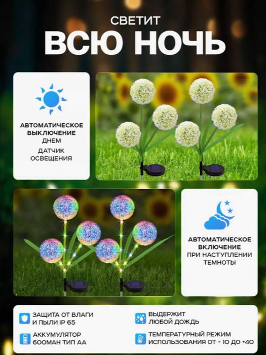 Gullar dekorativ quyoshdan zaryad oladi