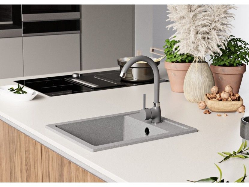 Гранитна Мивка за Кухня модел РИГА - Сива - Антибактериална